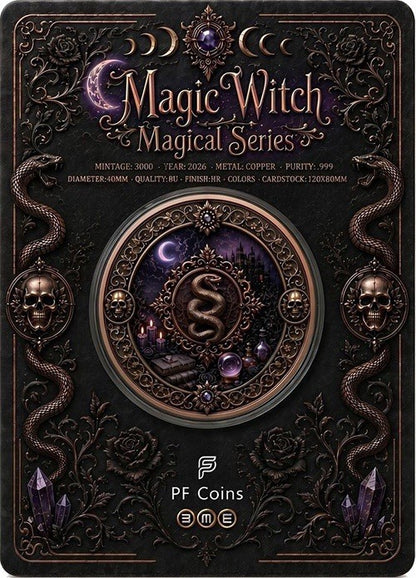 Magical Witch Colorized 1 oz Copper Medal
