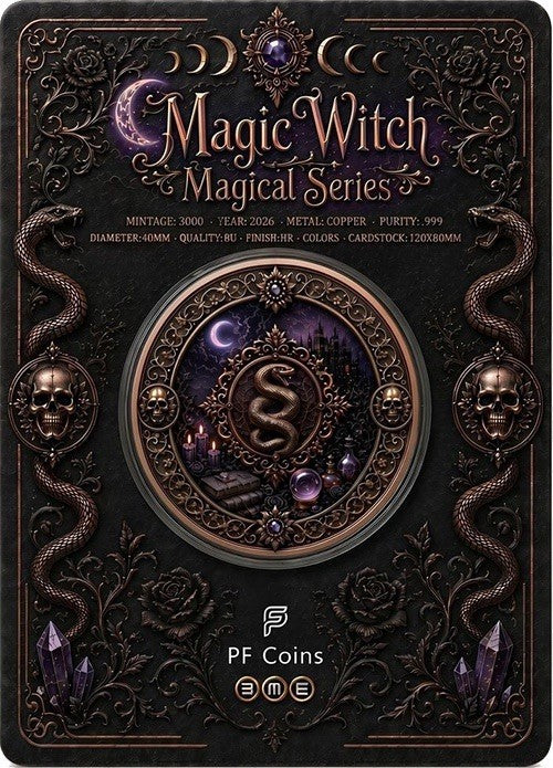 Magical Witch Colorized 1 oz Copper Medal