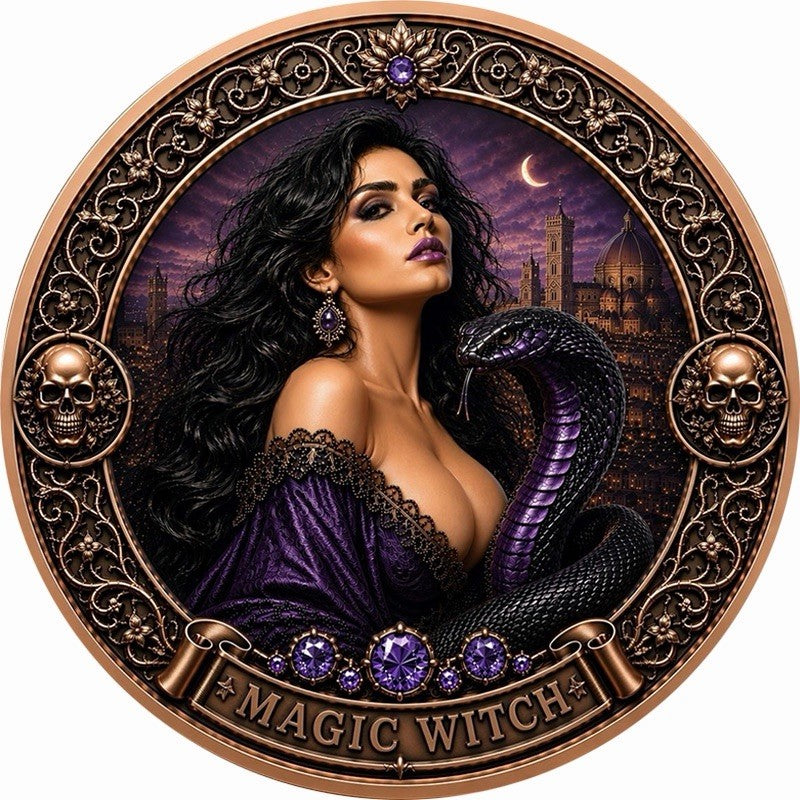 Magical Witch Colorized 1 oz Copper Medal