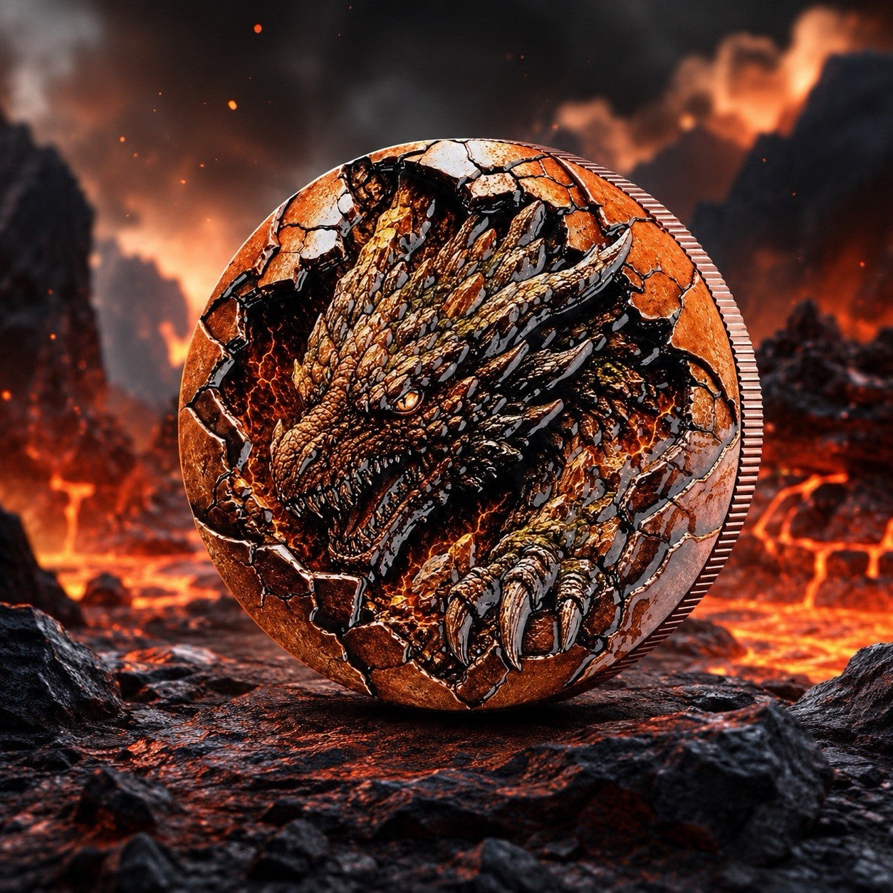 2026 Infernal Amber Unleashed Cracked Dragon 5oz Copper Round