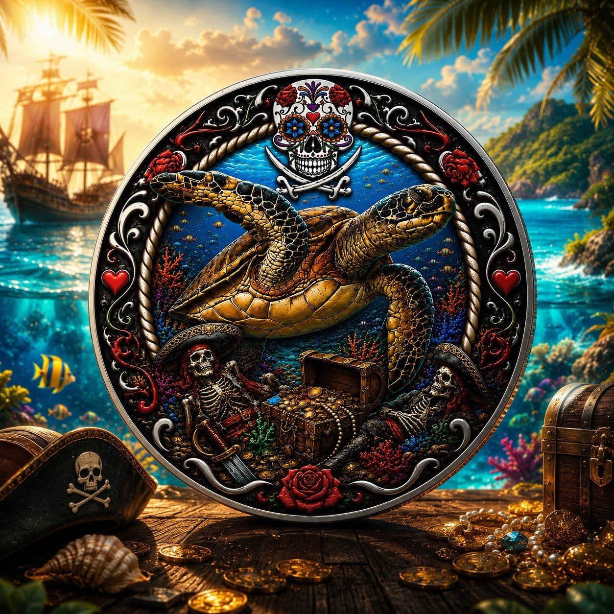 2026 Cayman Islands Mexican Pirate Life Sea Turtle 1 oz Silver Coin