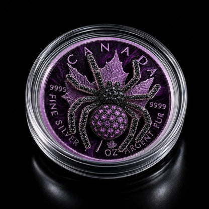 2026 Maple Emerald Purple 1oz Silver Coin with 3D Jewel Spider