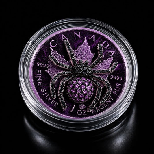 2026 Maple Emerald Purple 1oz Silver Coin with 3D Jewel Spider