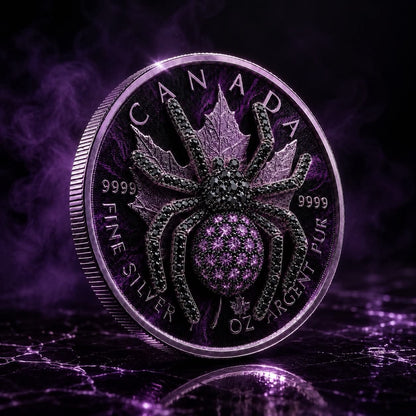 2026 Maple Emerald Purple 1oz Silver Coin with 3D Jewel Spider
