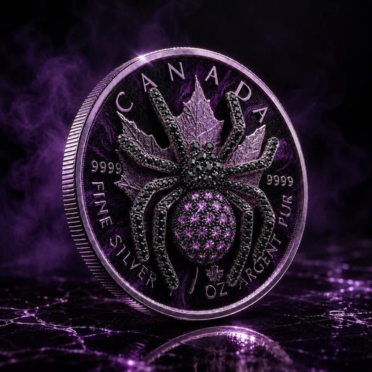 2026 Maple Emerald Purple 1oz Silver Coin with 3D Jewel Spider