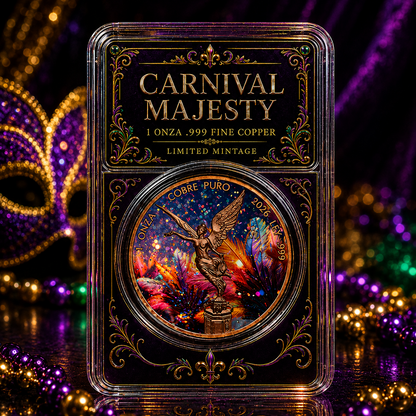 1 oz Carnival Majesty Colorized .999 Copper Medal in Slab