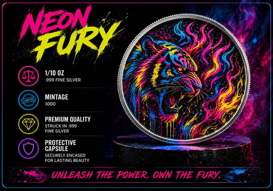 Neon Fury Colorized 1/10 oz Silver Round