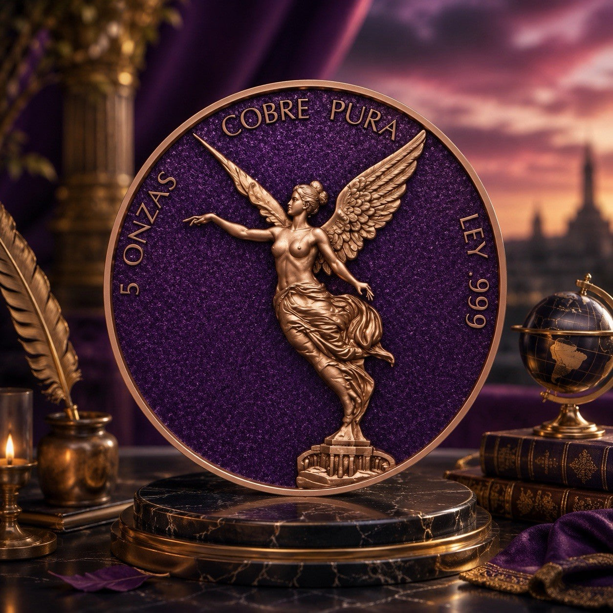 Libertad Purple Diamond Dust Colorized 5 oz Copper Medal