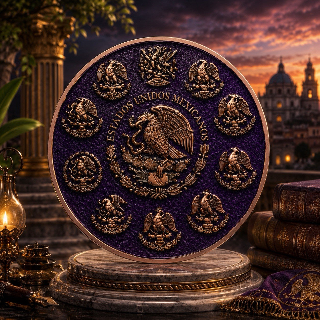 Libertad Purple Diamond Dust Colorized 5 oz Copper Medal