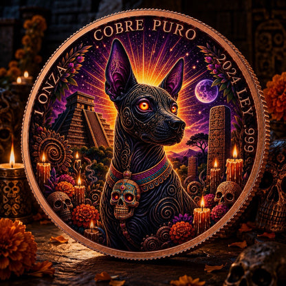 2024 Day of Dead Rose Series: Xoloitzcuintli Temple 1oz Copper Coin