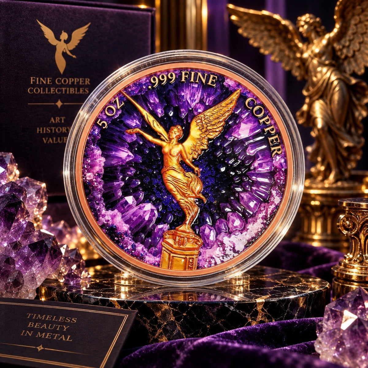 2026 Libertad 5oz Copper Round Coin with Amethyst Colorized Finish