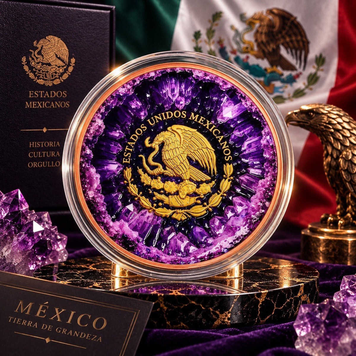 2026 Libertad 5oz Copper Round Coin with Amethyst Colorized Finish