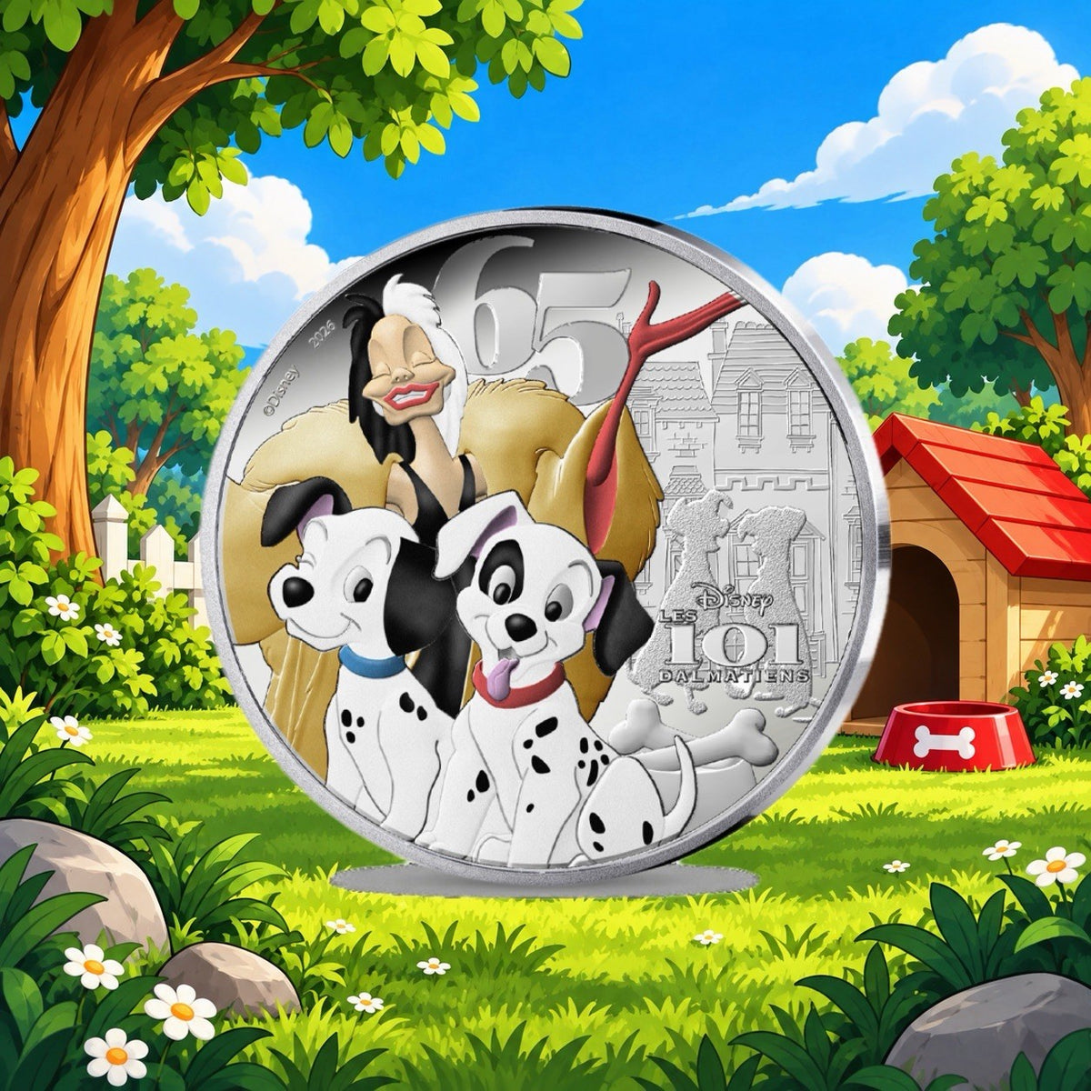 2026 France Disney 101 Dalmatians 22.2g .999 Silver Colorized Coin