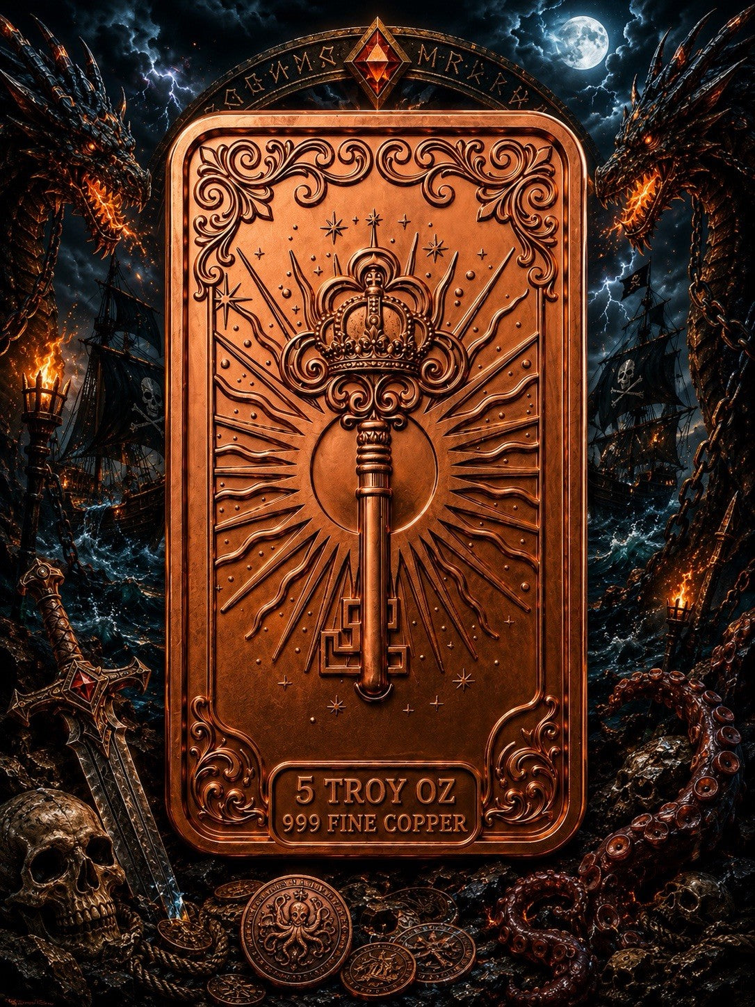 2026 Pirate Adventure Series: The Kraken 5 oz Copper Bar