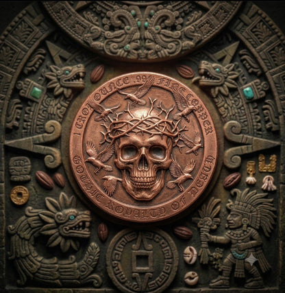 2026 Memento Mori Series Aztecan Skull 1oz Copper Coin Día de Los Muertos