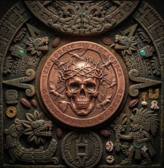 2026 Memento Mori Series Aztecan Skull 1oz Copper Coin Día de Los Muertos