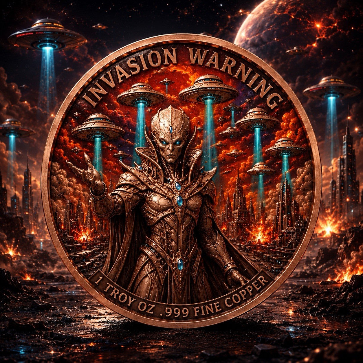 2026 Beyond the Universe: Invasion Warning   1oz Copper Coin Glow FX