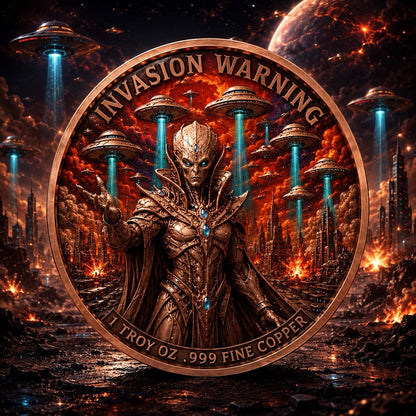 2026 Beyond the Universe: Invasion Warning   1oz Copper Coin Glow FX