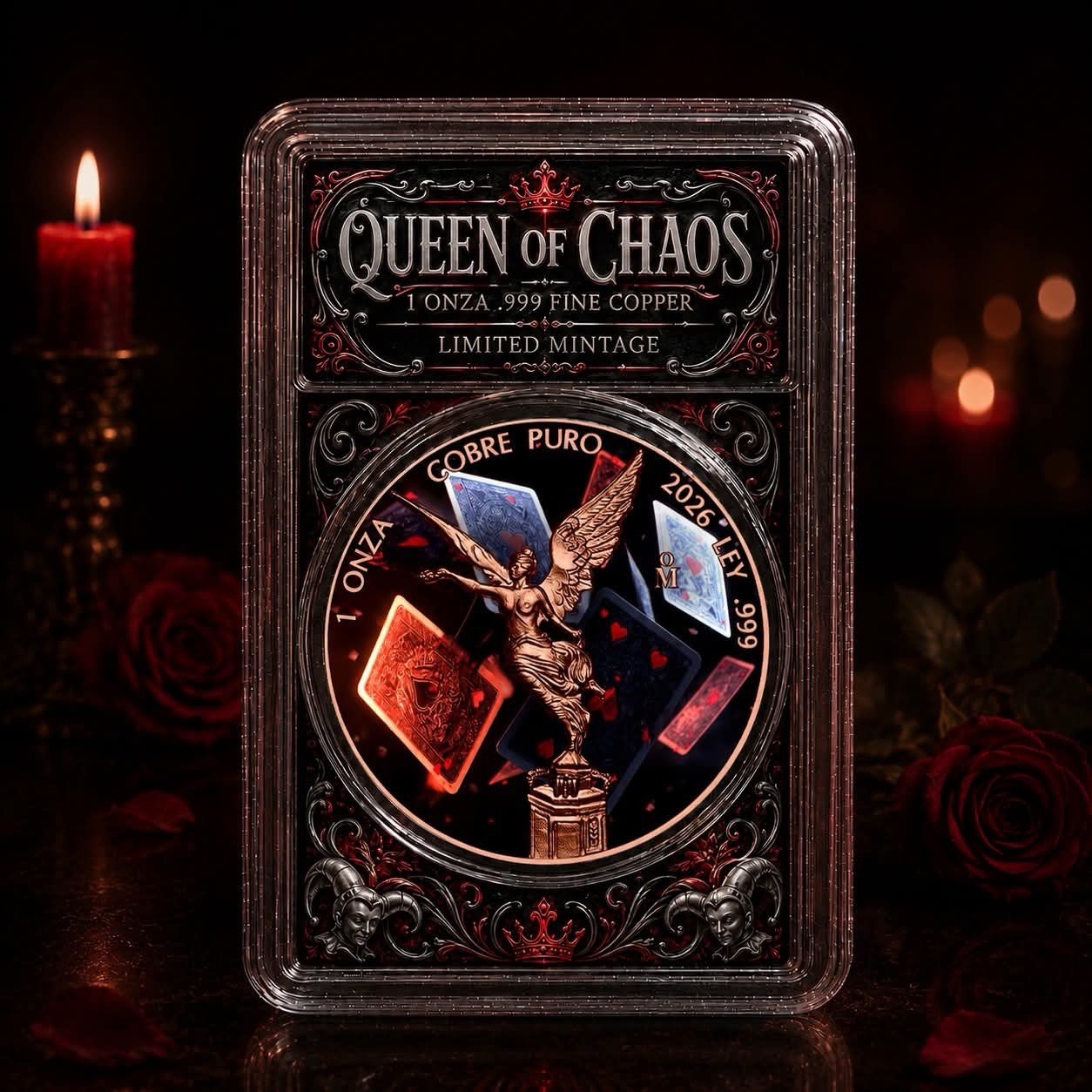 1 oz Libertad Quen of Chaos Colorized .999 Copper Medal in Slab