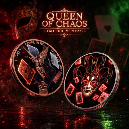 1 oz Libertad Quen of Chaos Colorized .999 Copper Medal in Slab