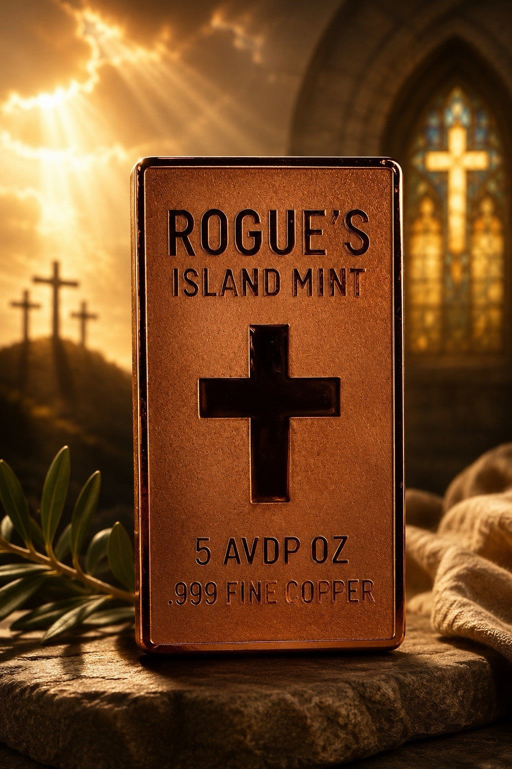 Jesus - He is Risen Colorized 5 oz Copper Bar
