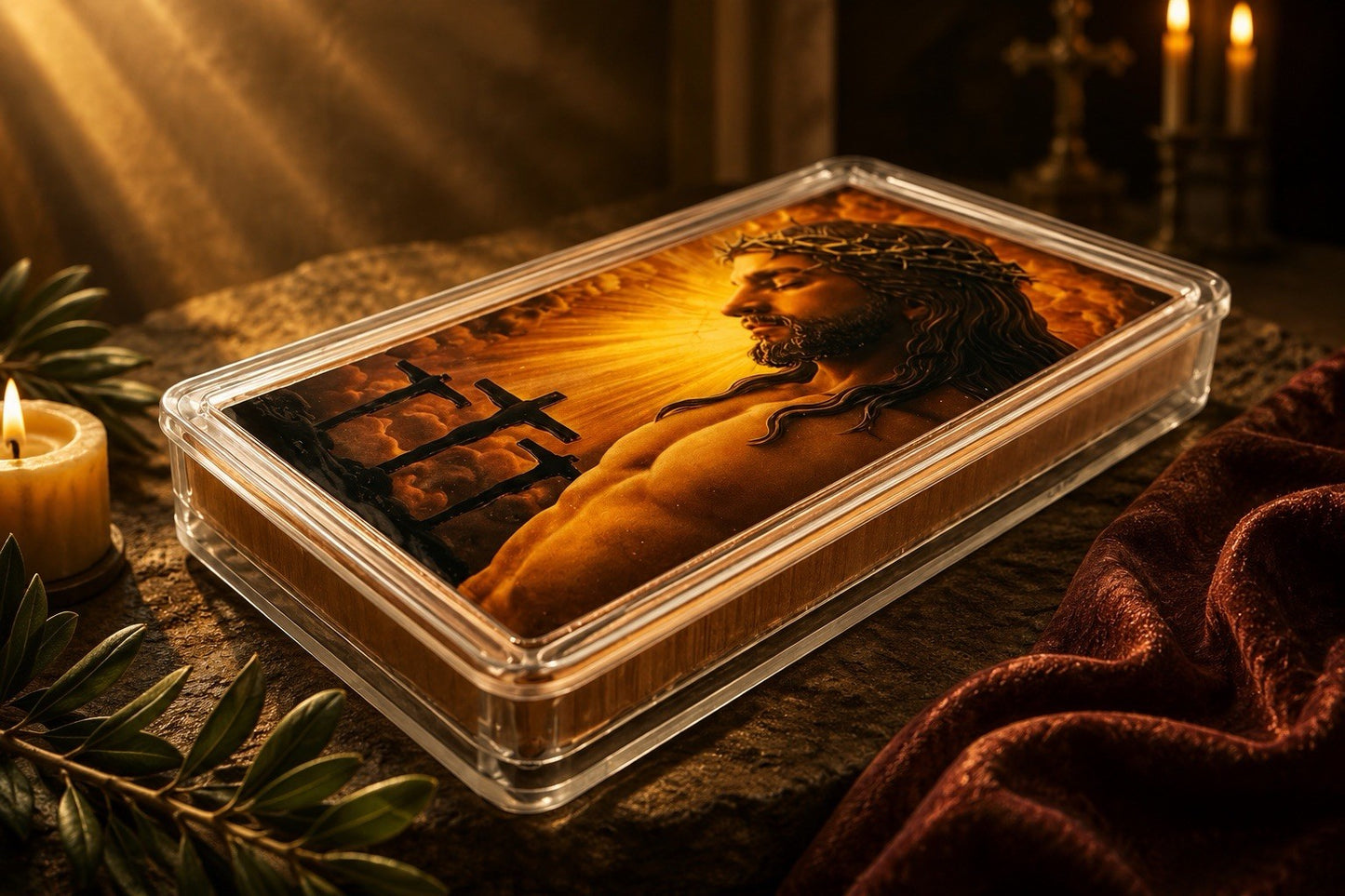 Jesus - He is Risen Colorized 5 oz Copper Bar