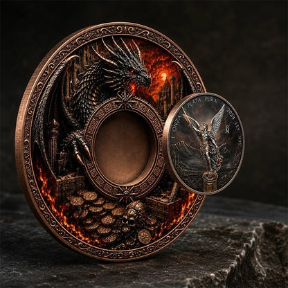 St. Michael & Dragon's Hoard 1 Kilo Copper Medal with 1oz Silver Libertad Insert