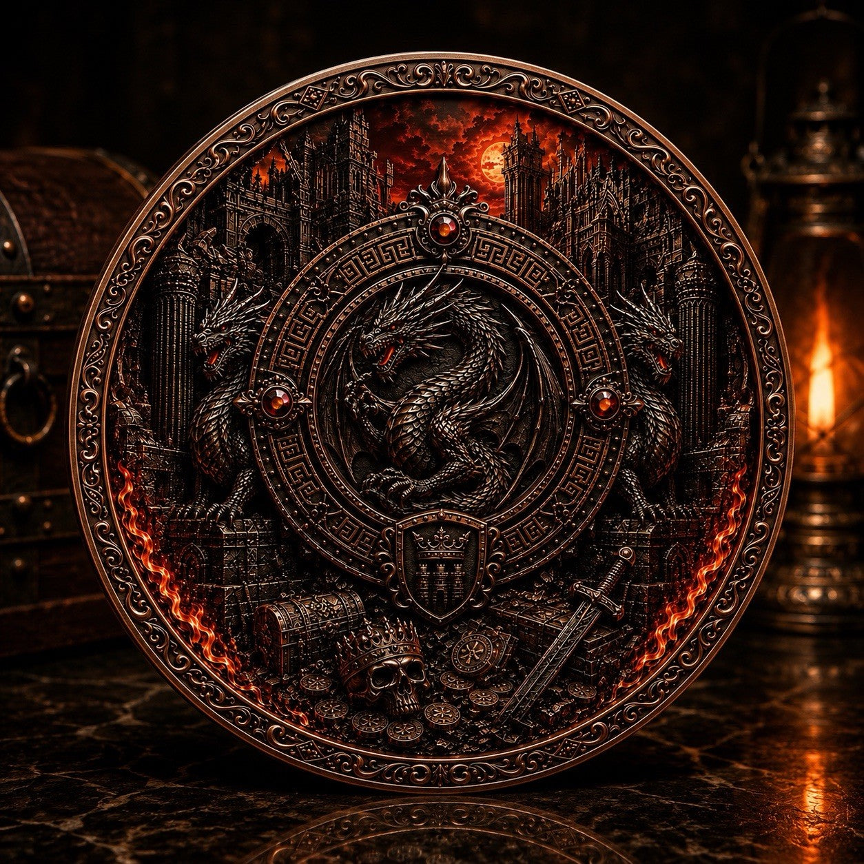 St. Michael & Dragon's Hoard 1 Kilo Copper Medal with 1oz Silver Libertad Insert