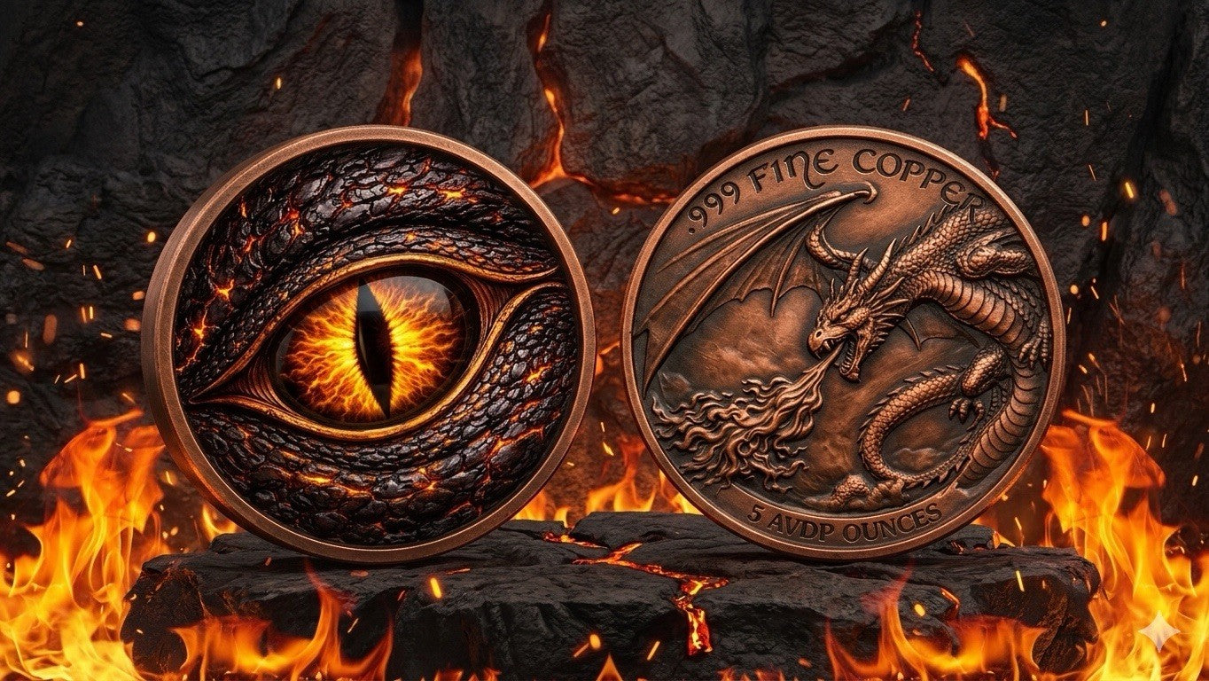 Dragon's Ember Eye Colorized 5 oz Copper Medal