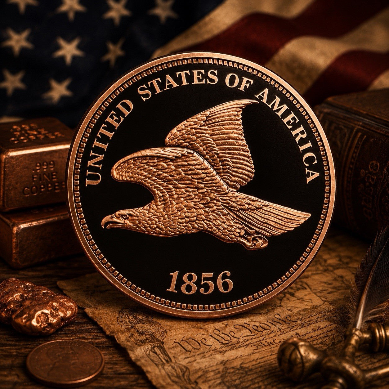 1856 Flying Eagle Design One Ounce .999 Fine Copper Round