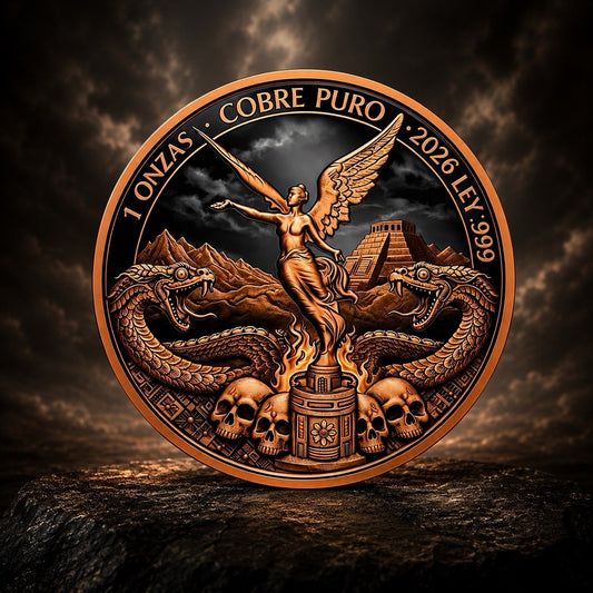 Libertad Aztec Serpents Colorized 1oz Copper Medal