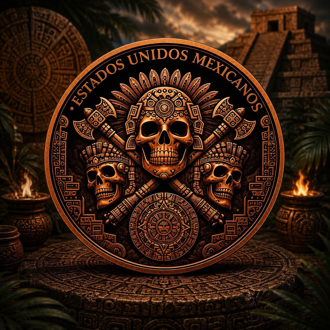 Libertad Aztec Serpents Colorized 1oz Copper Medal