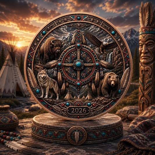 North American Wildlife - Spirit of the Tribes UHR Color  1 oz Copper