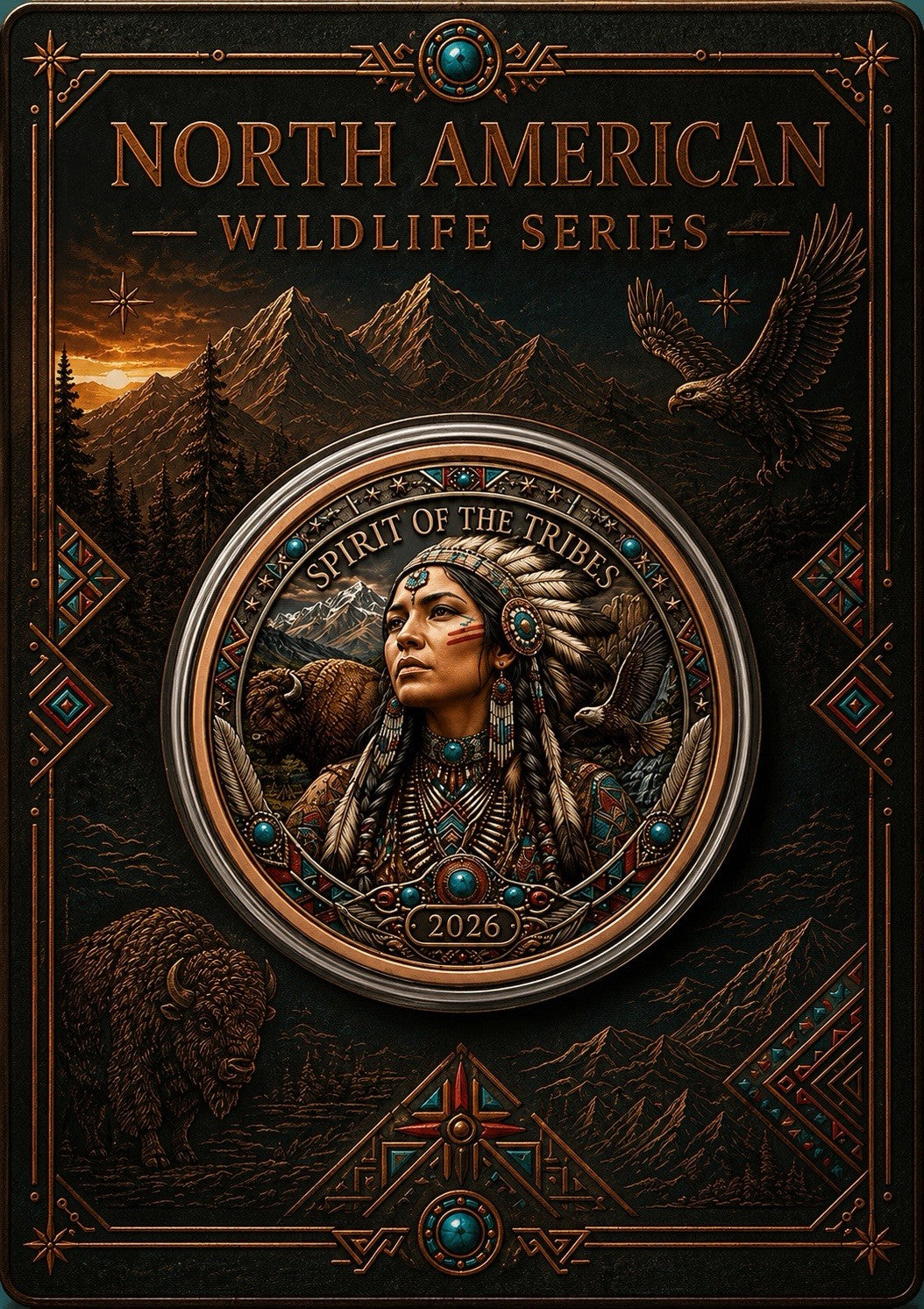 North American Wildlife - Spirit of the Tribes UHR Color  1 oz Copper