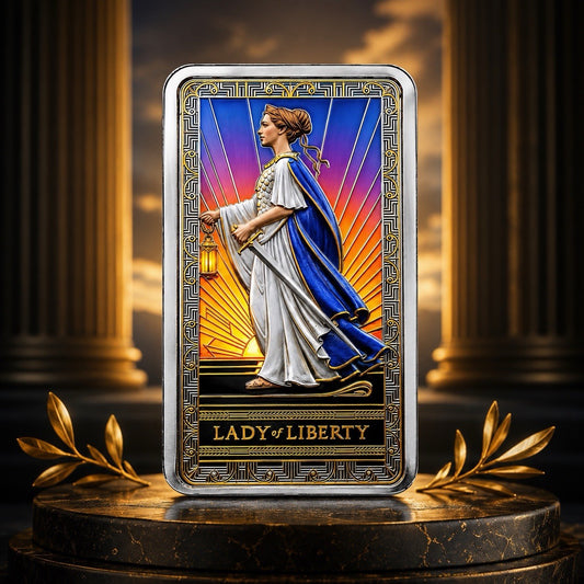 Pamp Lady of Liberty Colours Illuminated Edition 10 oz Silver