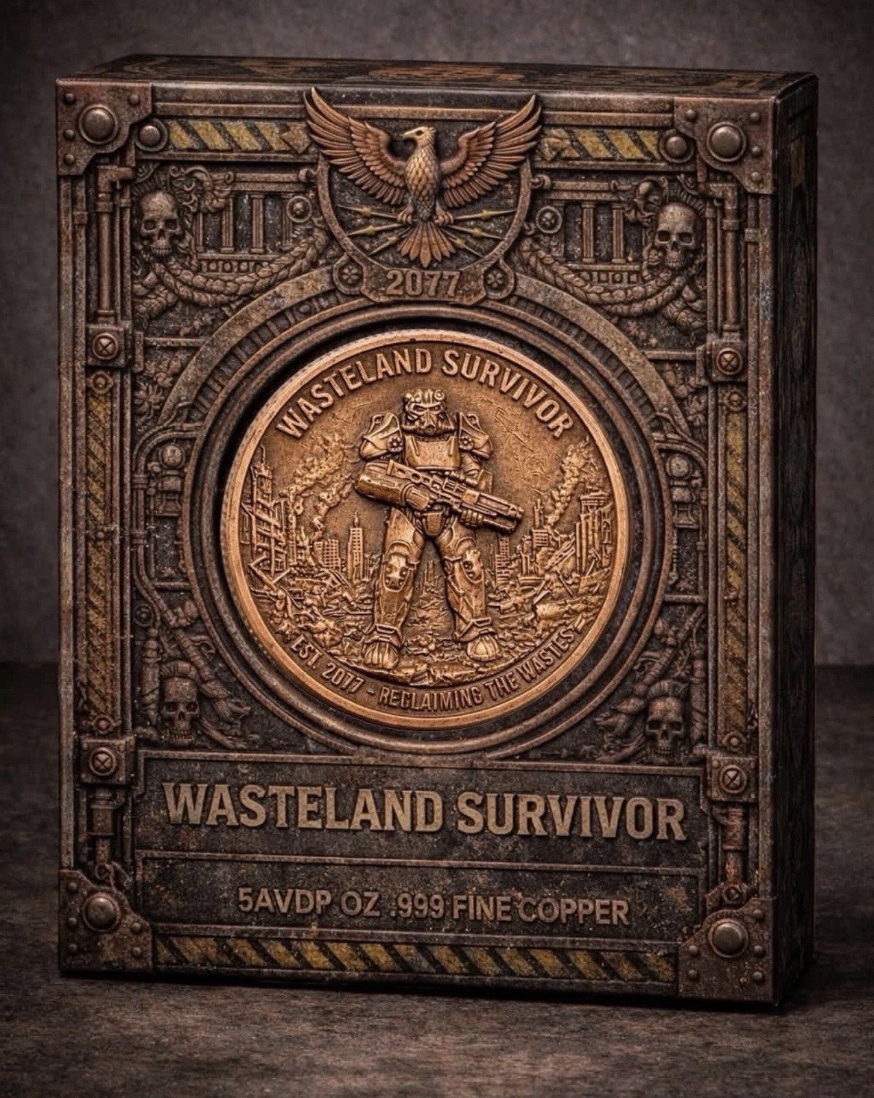 Wasteland Survivor Antiqued  .999  5oz Copper Medal