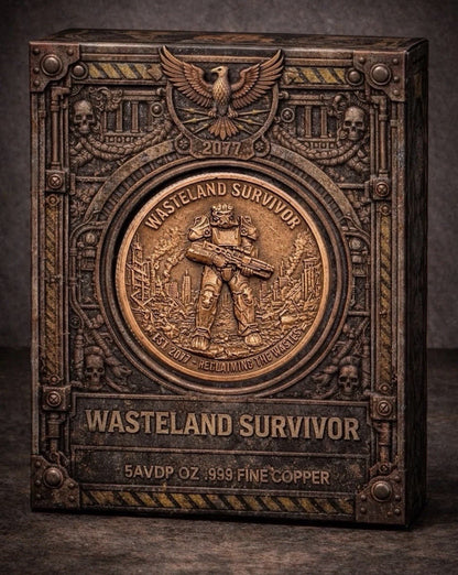 Wasteland Survivor Antiqued  .999  5oz Copper Medal