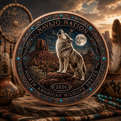 North American Wildlife - Spirit of the Wolf UHR Color  1 oz Copper