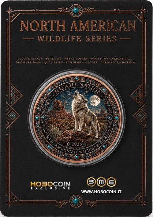 North American Wildlife - Spirit of the Wolf UHR Color  1 oz Copper