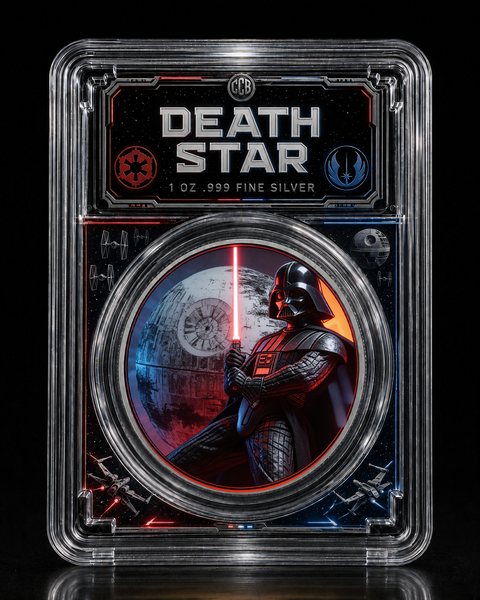 2026 Darth Vader & Death Star colorized .999 1 oz Silver Coin in slab