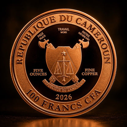 2026 Cameroon Wildlife Values Wolf Lead 5 oz Copper Coin