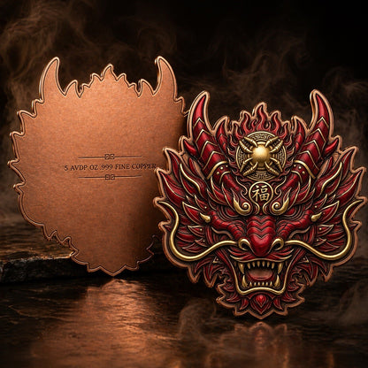 Fortune Dragon .999 5oz Copper Medal in box