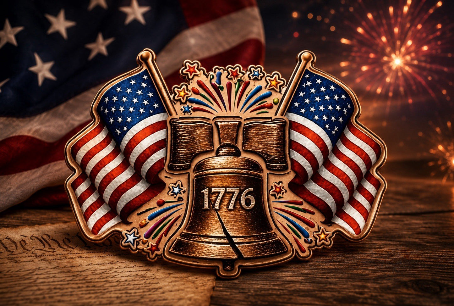 Spirit of 1776 Shaped Colorized 100g Copper Medal in Box