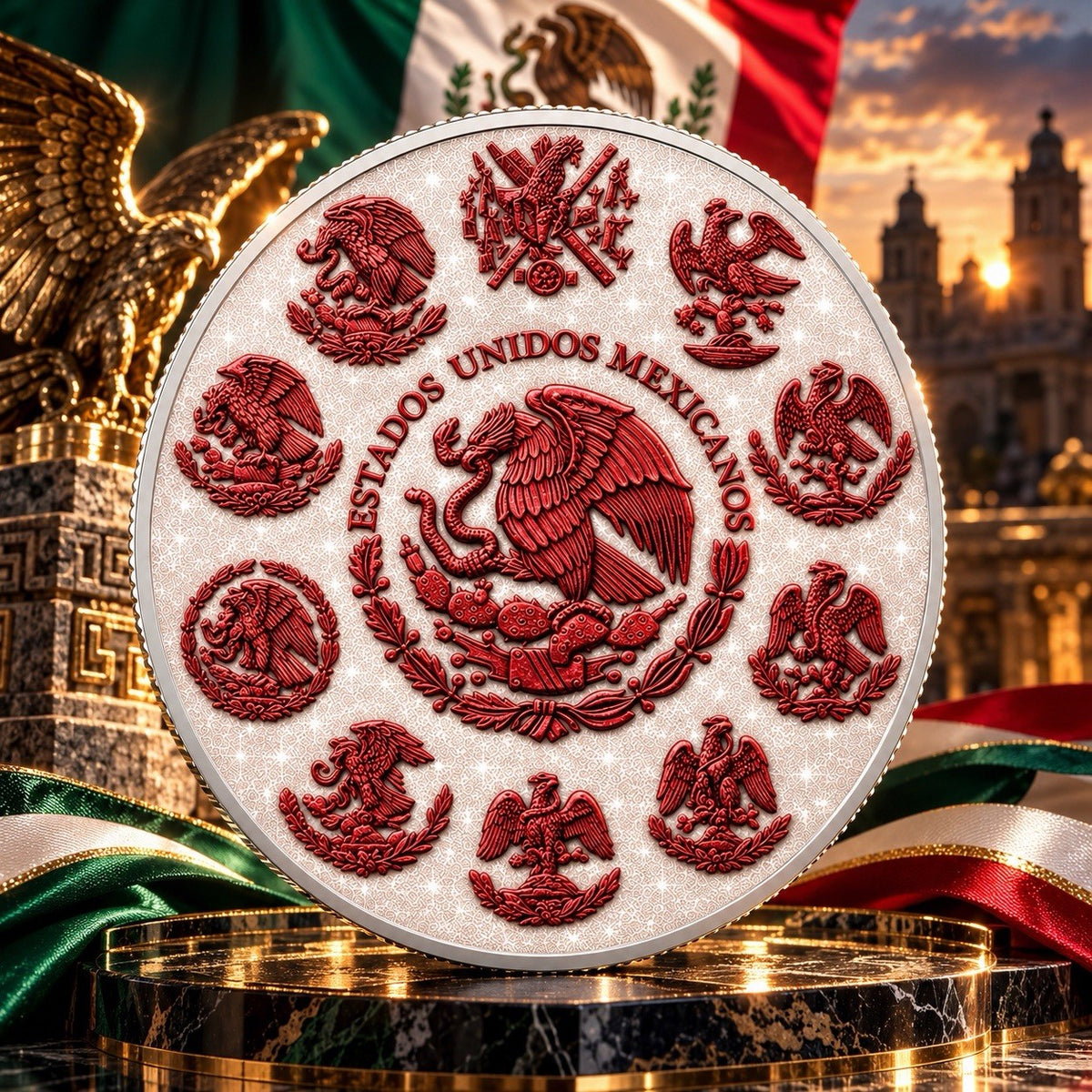 2024 Mexico Libertad 1 oz .999 Silver Coin Rose Diamond Dust Colorized