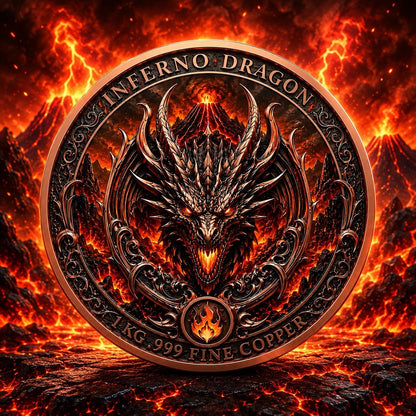 Inferno Dragon The Fire Tyrant 1 Kilo Copper Medal