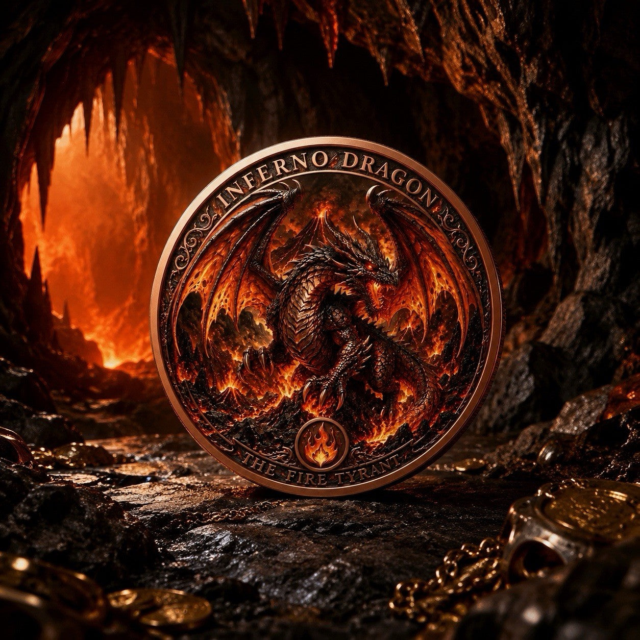 Inferno Dragon The Fire Tyrant 1 Kilo Copper Medal