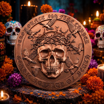 2026 Memento Mori Series: Sugar Skull 1 Oz Copper Coin Día de Los Muertos