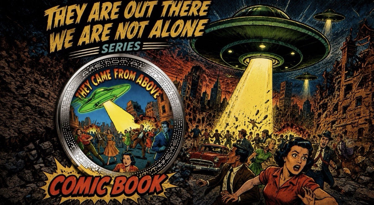 2026 Cameroon Alien Comic Book 1 oz .999 Silver Proof Coin, UFO Art