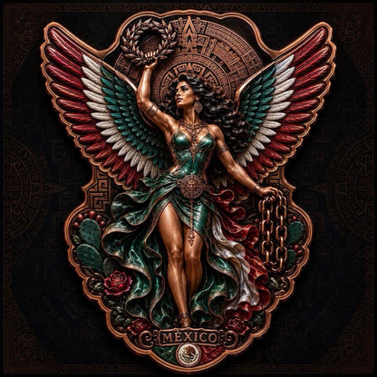 Mexican Heritage Libertad Wings HR 5oz Copper Medal in Display Box