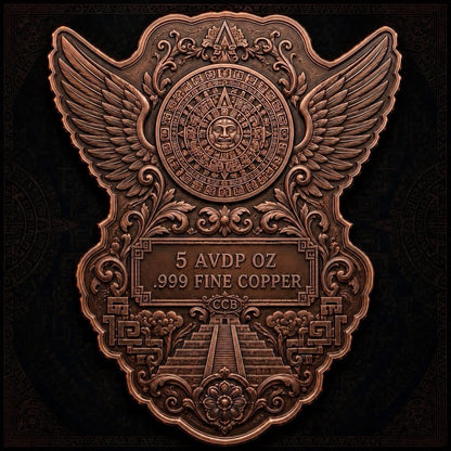 Mexican Heritage Libertad Wings HR 5oz Copper Medal in Display Box